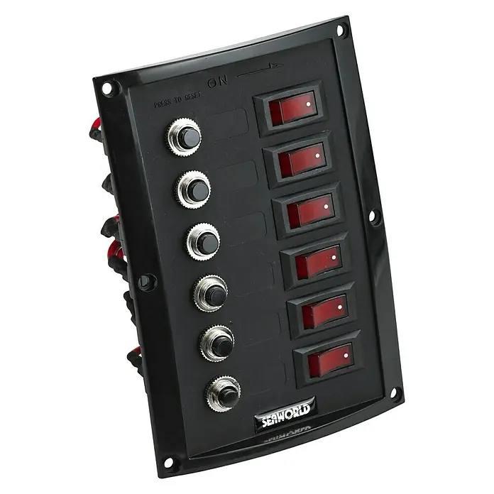 Talamex Automaten-Schalttafel - 114 x 165 mm, 12 V, 6 Schalter mit indirekter Beleuchtung