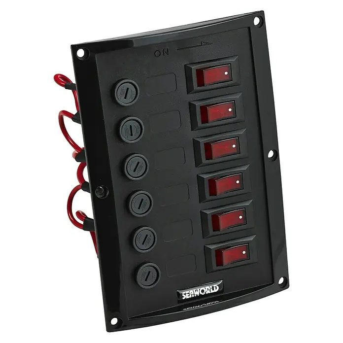 Talamex Schalttafel - 12 V, 6 Schalter mit indirekter Beleuchtung