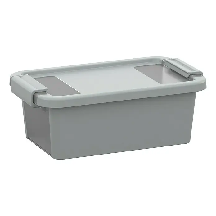 KIS Aufbewahrungsbox XS - L x B x H: 16 x 26,5 x 10 cm, Grau, Mit Deckel - Linke Seitenansicht