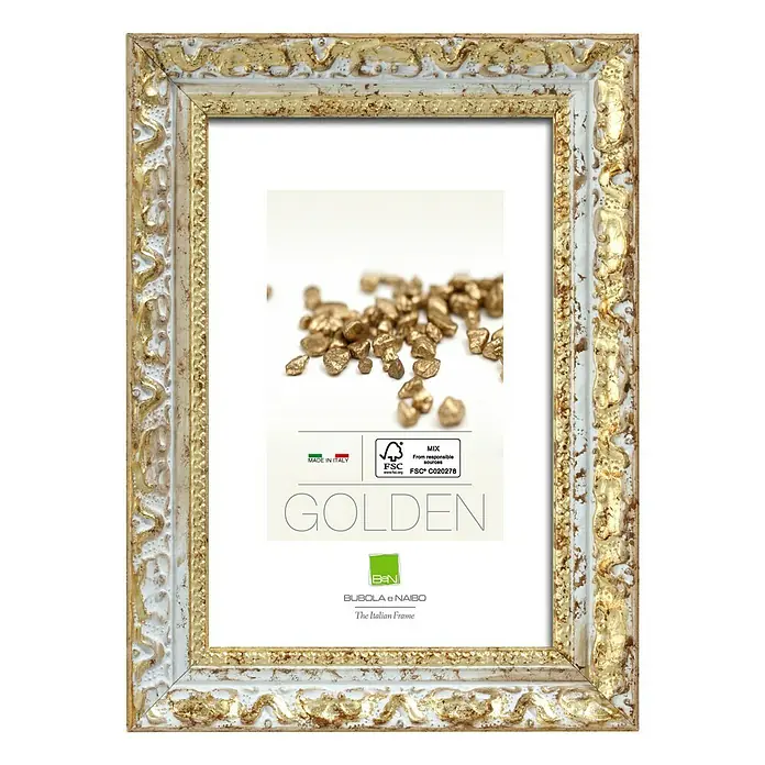 Bilderrahmen 5170 - Weiß/Gold, 50 x 60 cm, Holz - Vorderansicht