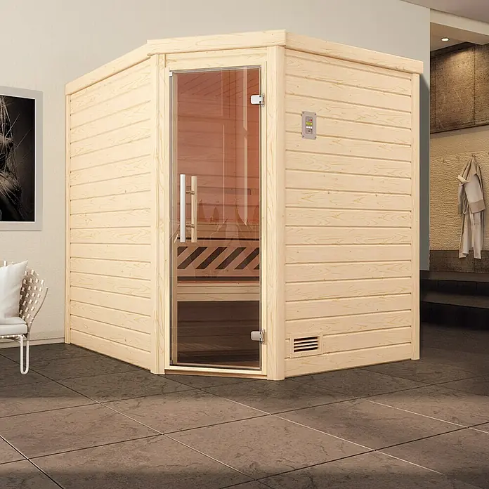 Weka Massivholzsauna 536 GT Gr.1 - Ohne Ofen, Außenmaß: 198 x 198 x 205 cm - Stimmungsaufnahme