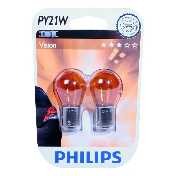 Philips Vision Knipperlichtlampen PY21W - PY21W, 2 st. - Vooraanzicht