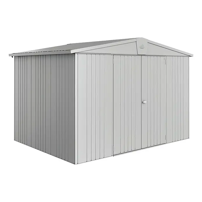 Biohort Gerätehaus Europa - 316 x 228 cm, Stahl, Silber Metallic - Linke Seitenansicht