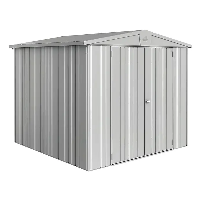 Biohort Gerätehaus Europa - 244 x 228 cm, Stahl, Silber Metallic - Linke Seitenansicht
