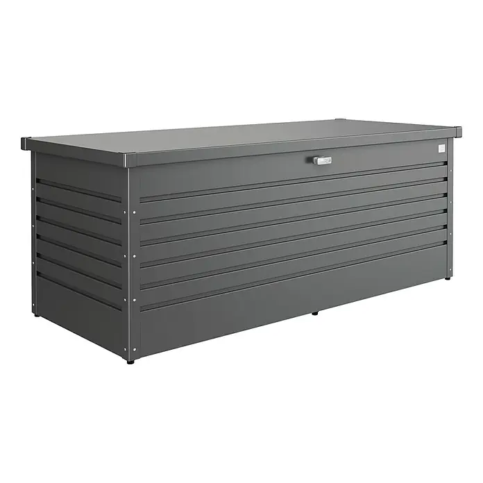 Biohort Garten-Aufbewahrungsbox FreizeitBox 180 - L x B x H: 181 x 79 x 71 cm, Dunkelgrau Metallic, Stahl - Linke Seitenansicht