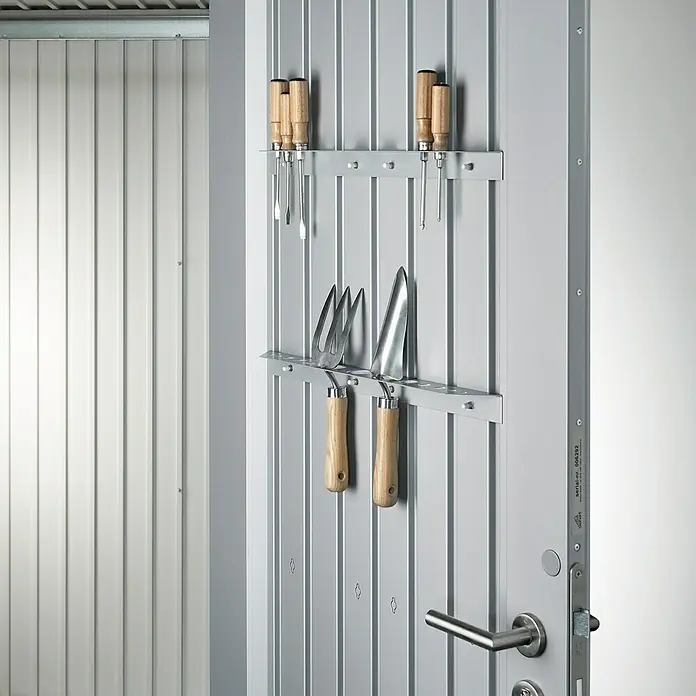 Biohort Werkzeughalter - Passend für: Biohort Gerätehaus AvantGarde, HighLine, Silber Metallic, 2 Stk. - Linke Seitenansicht