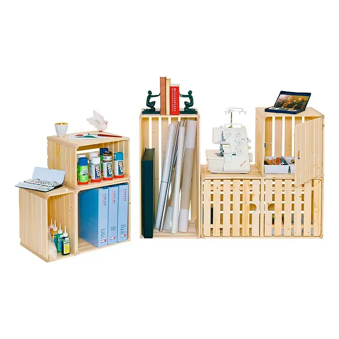 HolzZollhaus Holzkiste A 1/1 - 35 x 70 x 35 cm, Gehobelt, Natur - Vorderansicht