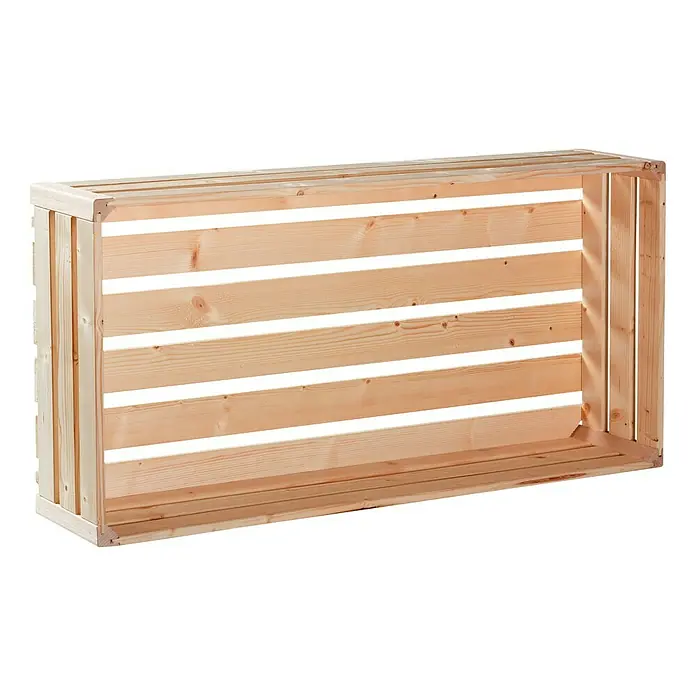 HolzZollhaus Holzkiste B 1/1 - 35 x 70 x 16 cm, Gehobelt, Natur - Vorderansicht