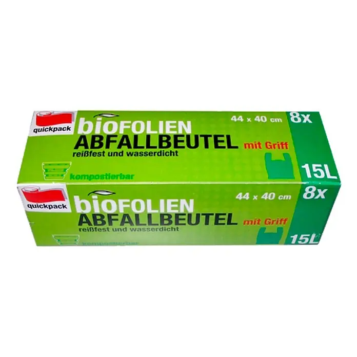 Quickpack Vrećice za otpad bioFOLIEN - 15 l, 8 Kom., Drška, Prikladno za: Kompost - Pogled sprijeda