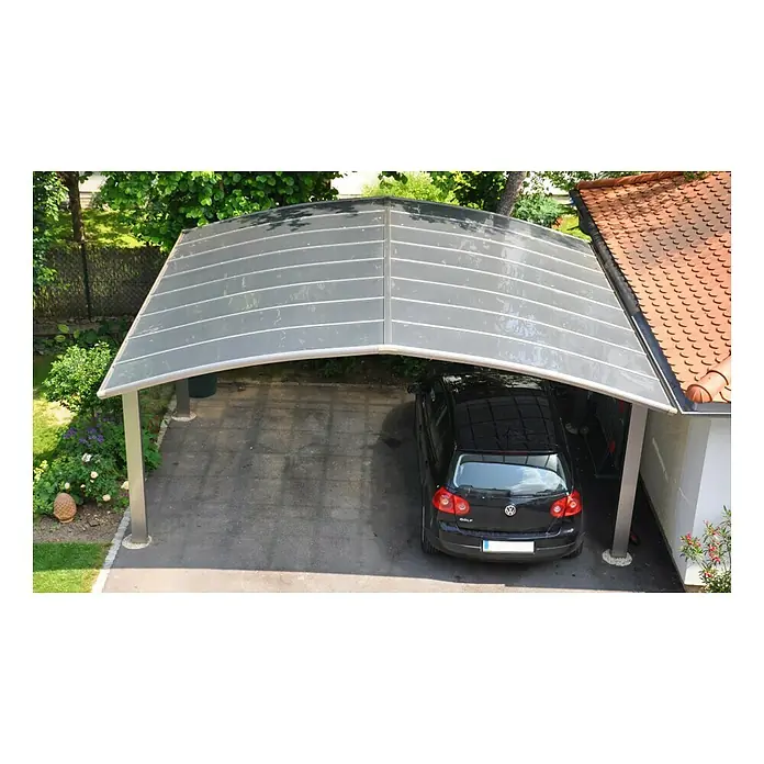 Ximax Carport Portoforte M 110 - 4,9 x 5,4 m, Einfahrtshöhe: Max. 2,2 m, Edelstahloptik, Schneelast: 137 kg/m²