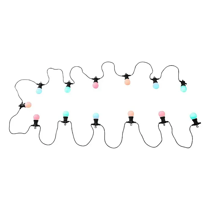 Globo LED-Party-Lichterkette - 20 x 0,54 W, 12,5 m, Bunt, Schwarz, IP44 - Vorderansicht
