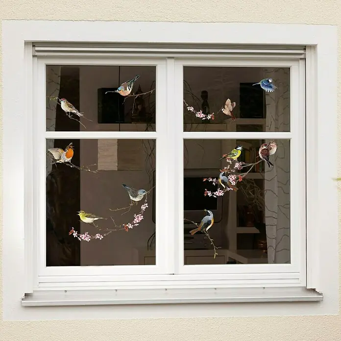 Komar Fenstersticker - Birds, Bunt, 31 x 31 cm - Vorderansicht