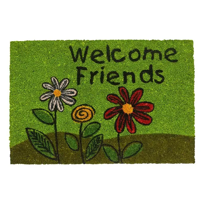 Kokos deurmat Ruco Print - Welcome Friends, Bont, 60 x 40 cm