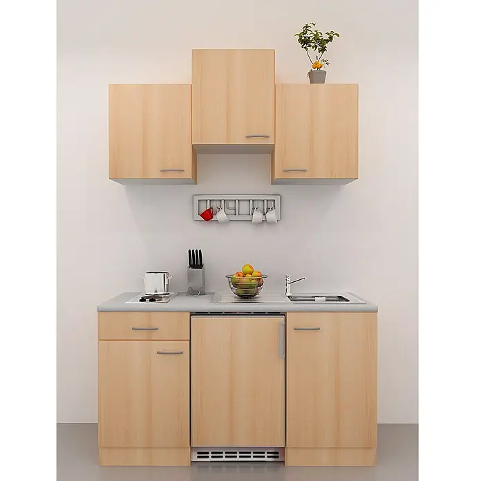 Respekta Kitchenette KB150BB - 150 cm, Met dubbele kookplaat, Beuken-look