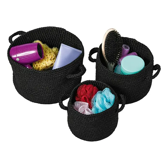 Venus Conjunto de cestas para la ropa Sven - Negro, 3 piezas
