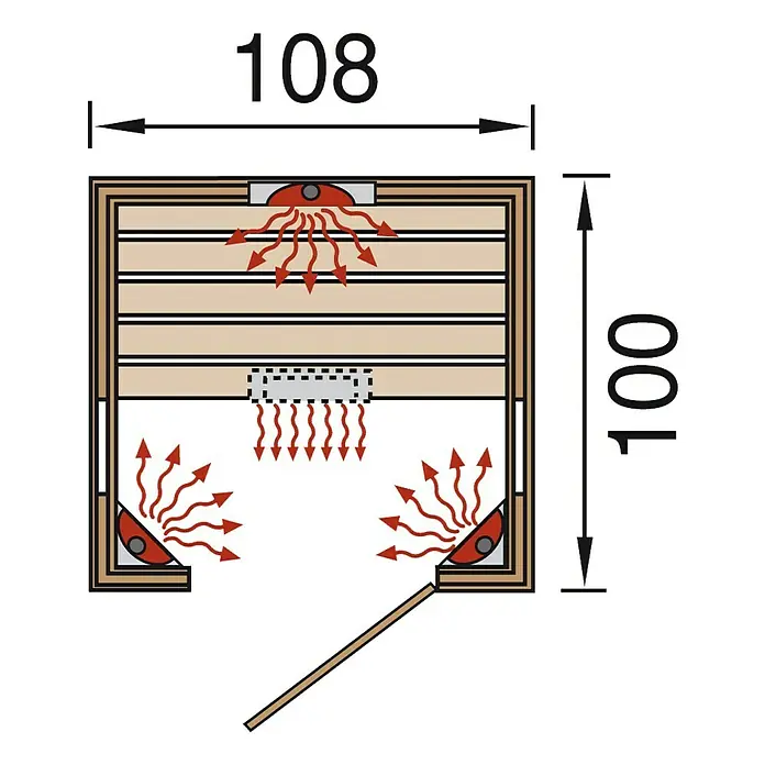 Weka Infrarotkabine 543 Gr.1 - 1.700 W, 4 Keramikstrahler, 100 x 108 x 190 cm