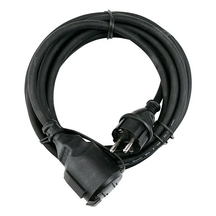 Profi Depot Gumeni produžni kabel - 5 m, Crne boje, IP44, H07RN-F3G1,5
