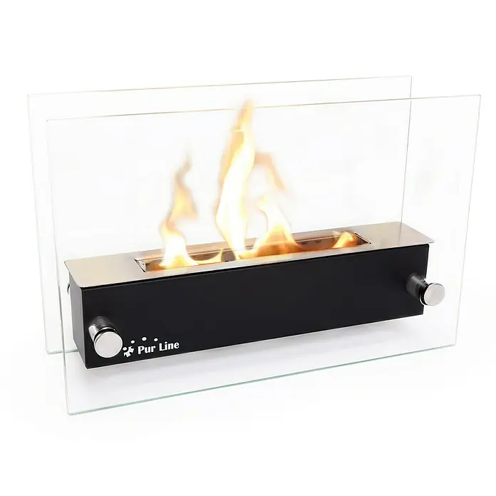 Purline Chimenea de bioetanol Nyx Cristal - 34 x 11 x 22 cm, Plateado - Vista frontal