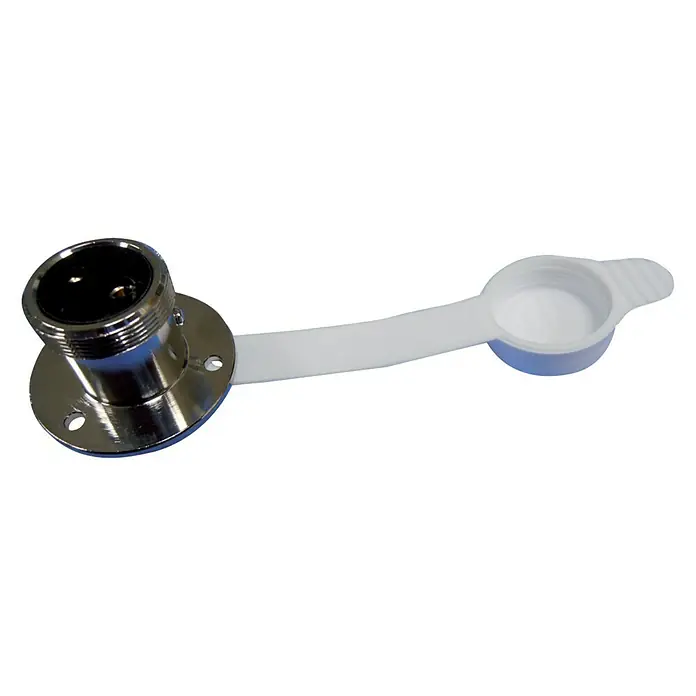 Talamex Steckdose - 3-polig, 3 A, Wasserdicht, Verchromt - Linke Seitenansicht