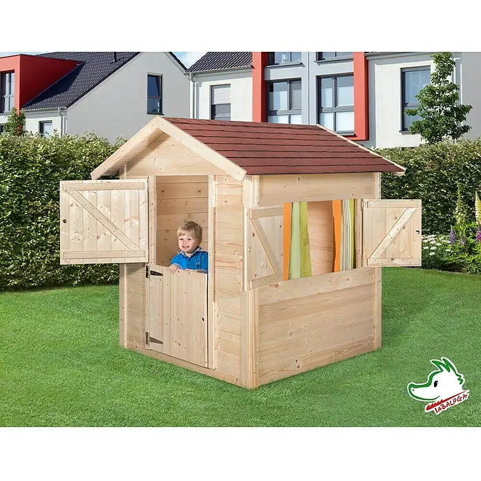 Weka Spielhaus Tabaluga - 153 x 144 x 154 cm, Fichte, Naturbelassen, Natur - Stimmungsaufnahme