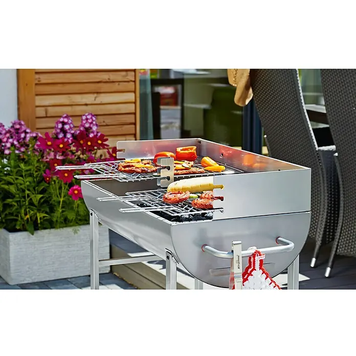 Grillstar Grillwagen Texas - Zilver, Hoofdgrilloppervlak: 82 x 47 cm