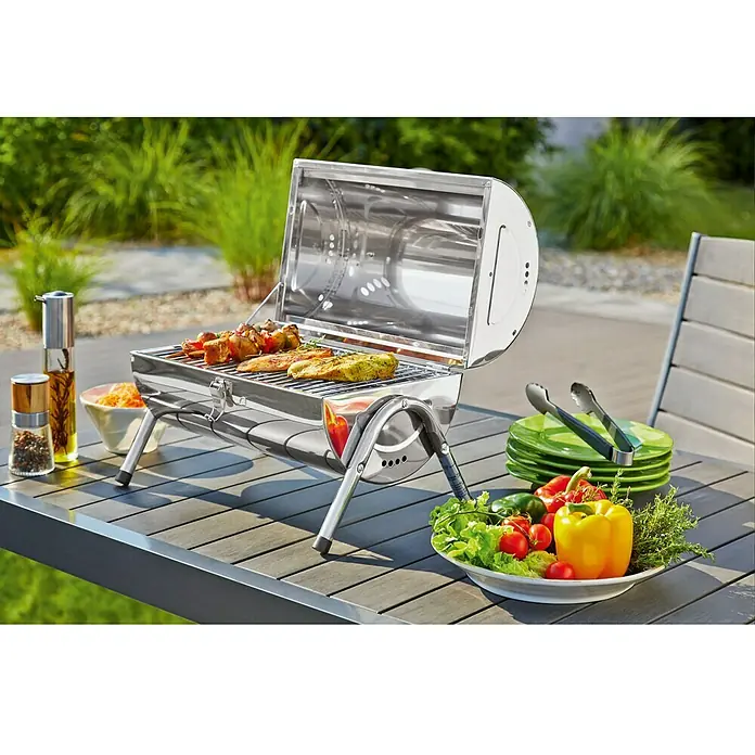Grillstar Stolni roštilj Dallas - Dimenzija rešetke za pečenje: 2 x 34 x 22 cm, Srebrne boje