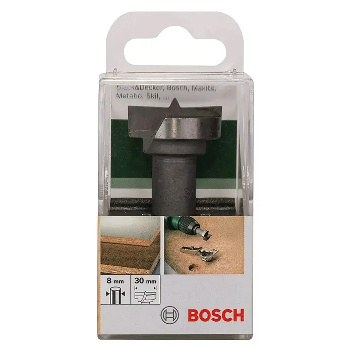 Bosch Svrdlo za drvo šarnir - Promjer: 30 mm, S dvjema oštricama - Pogled sprijeda