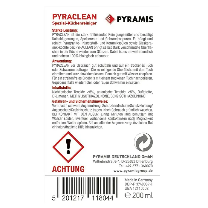 Pyramis Sredstvo za njegu sudopera Pyraclean - 200 ml, Granit - Pogled odozgo