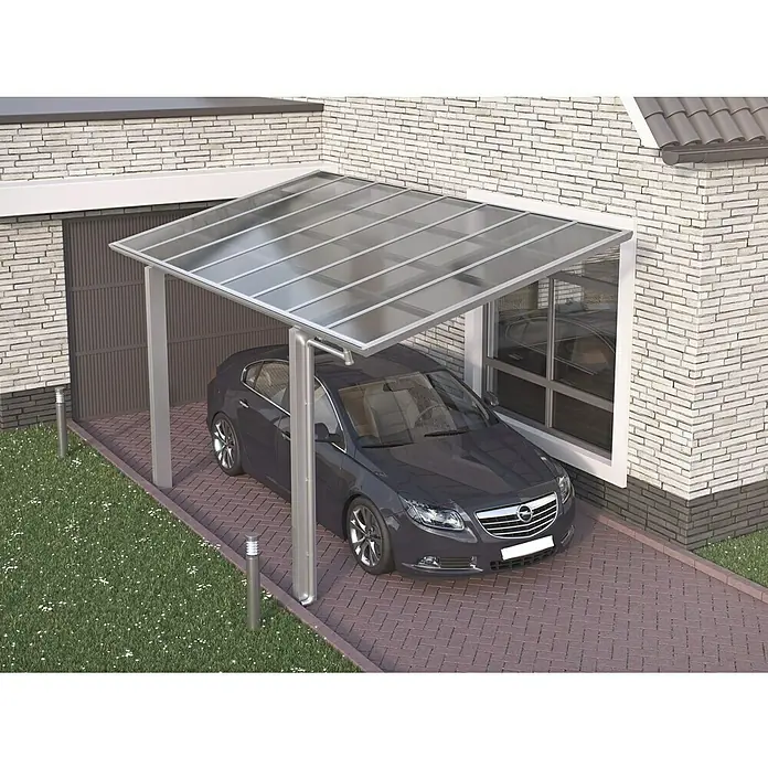 Ximax Carport LINEA 80 - 4,9 x 2,7 m, Einfahrtshöhe: 2,2 m, Edelstahloptik, Schneelast: 100 kg/m² - Ansicht von oben
