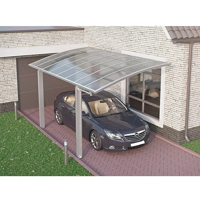 Ximax Carport Portoforte 80 - 4,9 x 2,7 m, Einfahrtshöhe: Max. 2,2 m, Edelstahloptik, Schneelast: 100 kg/m² - Ansicht von oben
