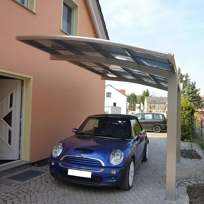 Ximax Carport Portoforte 60 - 4,9 x 2,7 m, Einfahrtshöhe: Max. 2,2 m, Edelstahloptik, Schneelast: 75 kg/m²