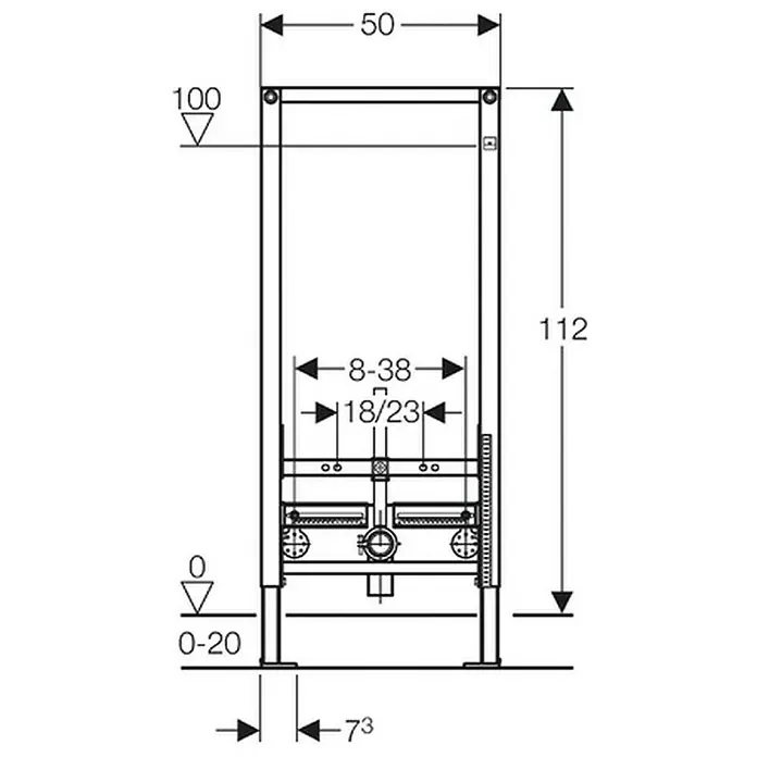 Geberit Duofix Bidet-Montageelement - 10 x 50 x 112 cm, Pulverbeschichtet - Detailaufnahme