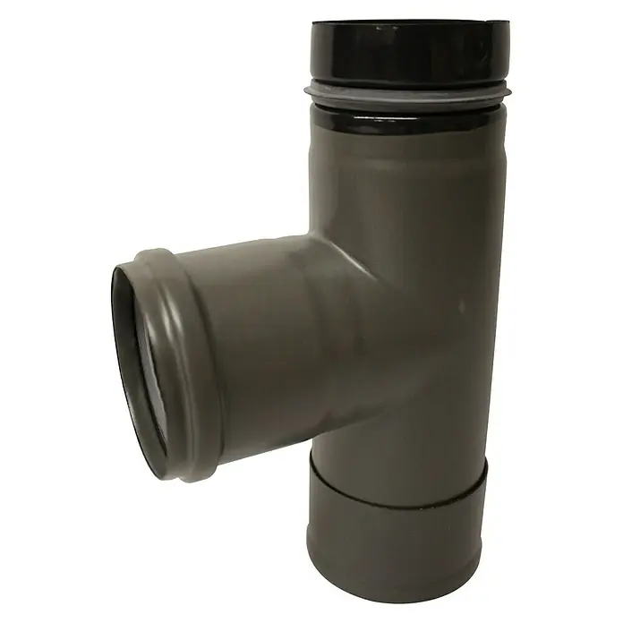 Pellet-T-Stück - Durchmesser: 80 mm, Wandstärke: 0,6 mm, Gussgrau