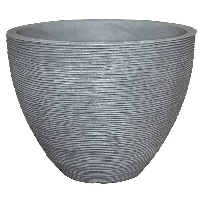 Geli Pflanztopf - Außenmaß (Ø x H): 40 x 31 cm, Kunststoff, Grau - Linke Seitenansicht