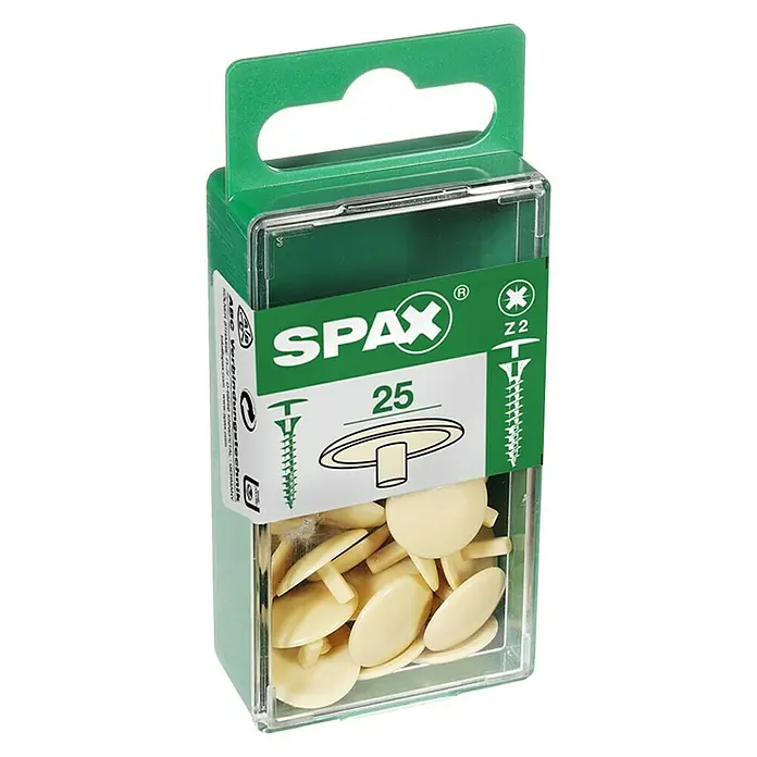 Spax Abdeckkappe für Universalschraube mit Kopfbohrung - PZ 2, Beige, 25 Stk. - Vorderansicht