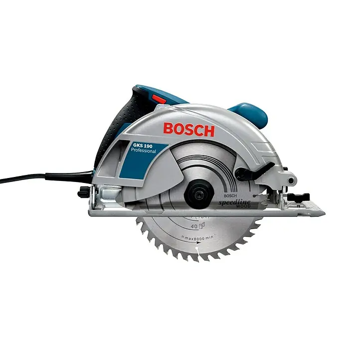Bosch Professional Ručna kružna pila GKS 190 - 1.400 W, List pile: Ø 190 mm, Broj okretaja pri praznom hodu: 5.500 okr/min - Pogled s lijeve strane