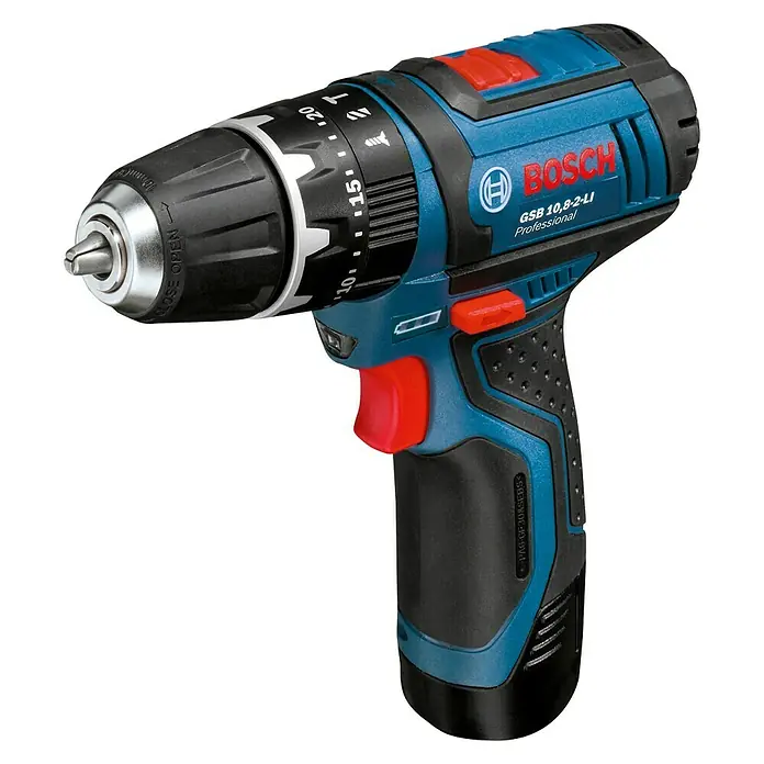 Bosch Professional Akku-Schlagbohrschrauber GSB 12V-15 - 12 V, Li-Ionen, 2 Ah - 4 Ah, 2 Akkus, Leerlaufdrehzahl: 0 U/min - 1.300 U/min - Linke Seitenansicht
