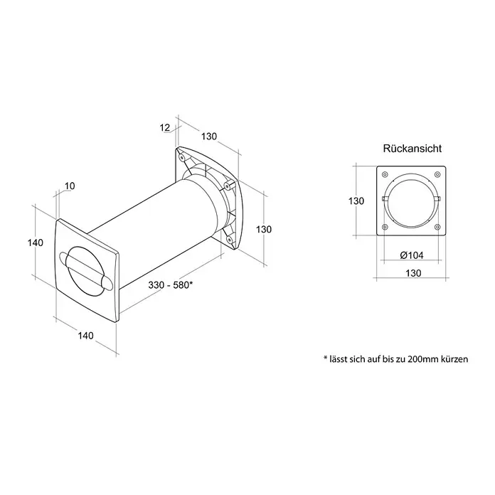 Air-Circle Aeroboy Set za ventilaciju - Promjer: 100 mm, Maksimalni protok zraka: 300 m³/h, Bijele boje - Pogled sprijeda