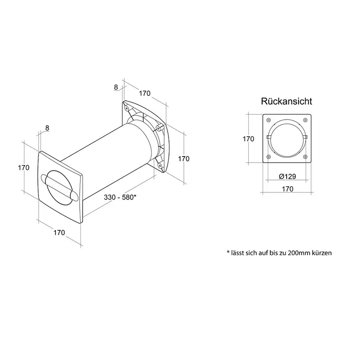 Air-Circle Aeroboy Set za ventilaciju - Promjer: 125 mm, Maksimalni protok zraka: 600 m³/h, Bijele boje - Pogled sprijeda