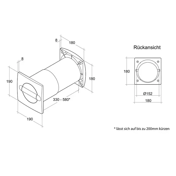 Air-Circle Aeroboy Set za ventilaciju - Promjer: 150 mm, Maksimalni protok zraka: 600 m³/h, Bijele boje - Pogled sprijeda