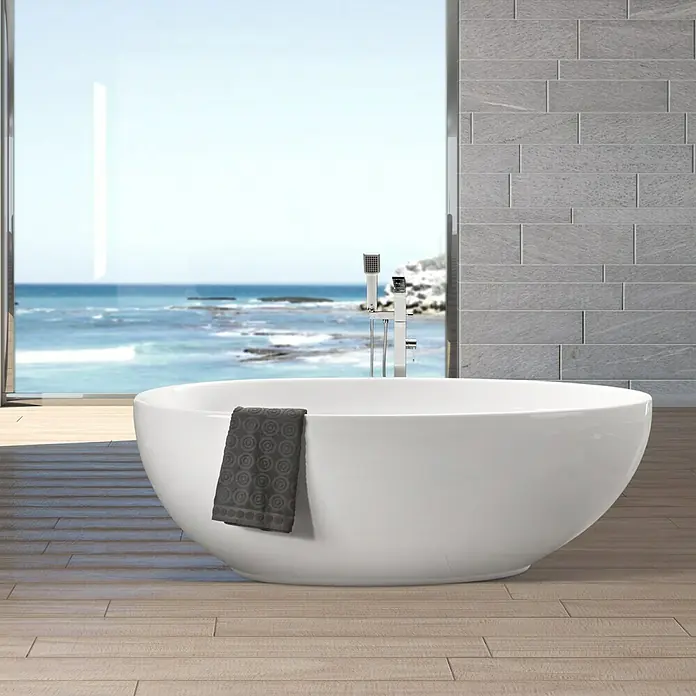 Ottofond Freistehende Badewanne Crystal - 185 x 95 cm, Sanitäracryl, Weiß - Vorderansicht