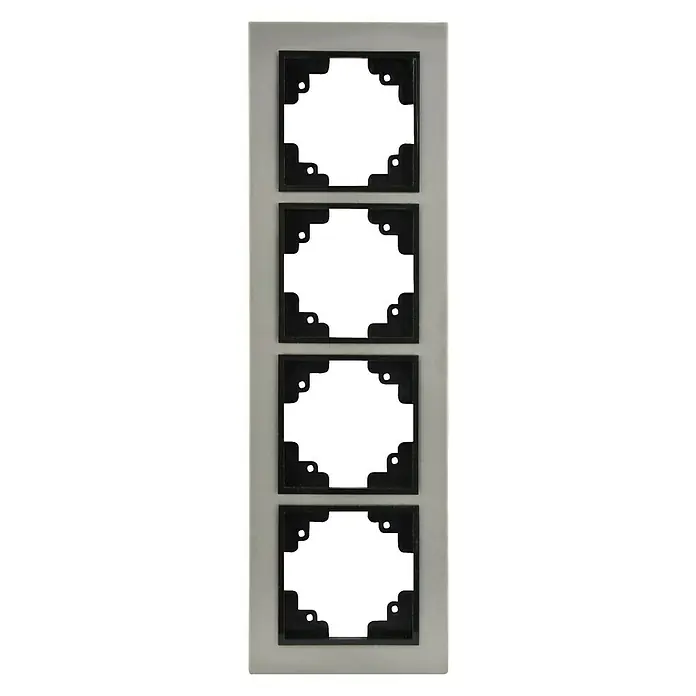 Voltomat FERA Abdeckrahmen Variante A - 4-fach, Silber, Edelstahl, Unterputz - Vorderansicht