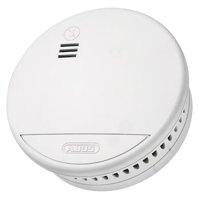 Abus Funkrauchwarnmelder RWM 165 - Durchmesser: 10 cm, Batterielaufzeit: Bis 10 Jahre, Alarmsignal: 85 dB - Vorderansicht
