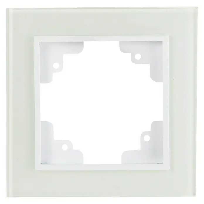 Glas-Abdeckrahmen - Weiß, 1-fach, Glas, Unterputz - Ansicht von oben