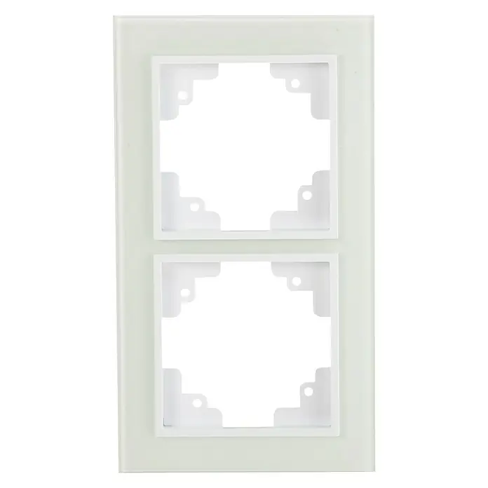 Glas-Abdeckrahmen - Weiß, 2-fach, Glas, Unterputz - Ansicht von oben