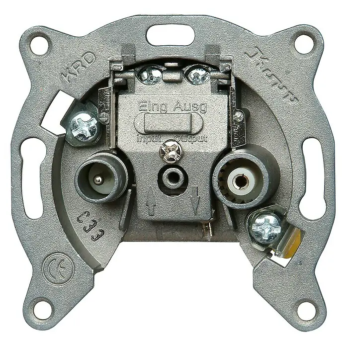 Voltomat Verona Antennendose - Silber, 2-fach, Metall, Unterputz - Vorderansicht
