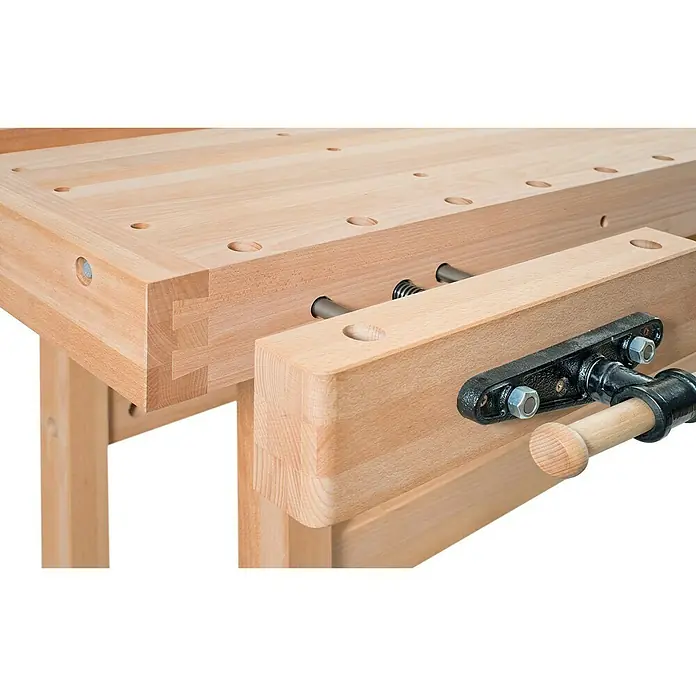 Ramia Werkbank Premium Monster - 2.120 x 790 x 870 mm, Schwalbenschwanzgezinktes Buchenholz - Vorderansicht
