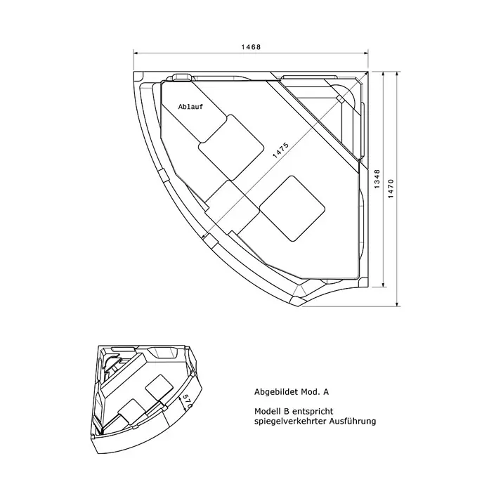 Ottofond Badewannenträger Santorin - Rechts, Passend für: Ottofond Eckbadewanne Santorin 150 x 150 cm