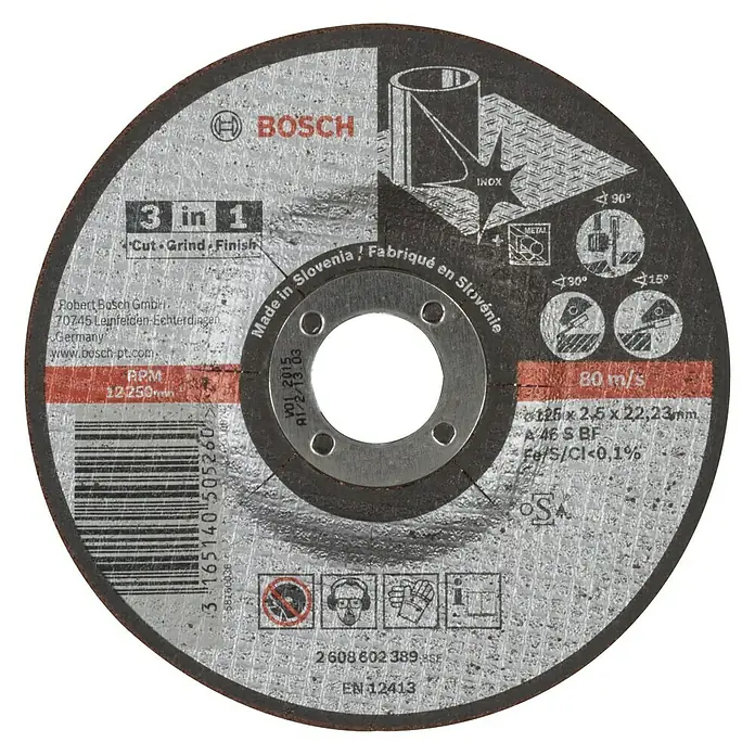 Bosch Professional Rezni disk A 46 S BF - Promjer rezne ploče: 125 mm, Debljina plohe: 2,5 mm - Pogled sprijeda