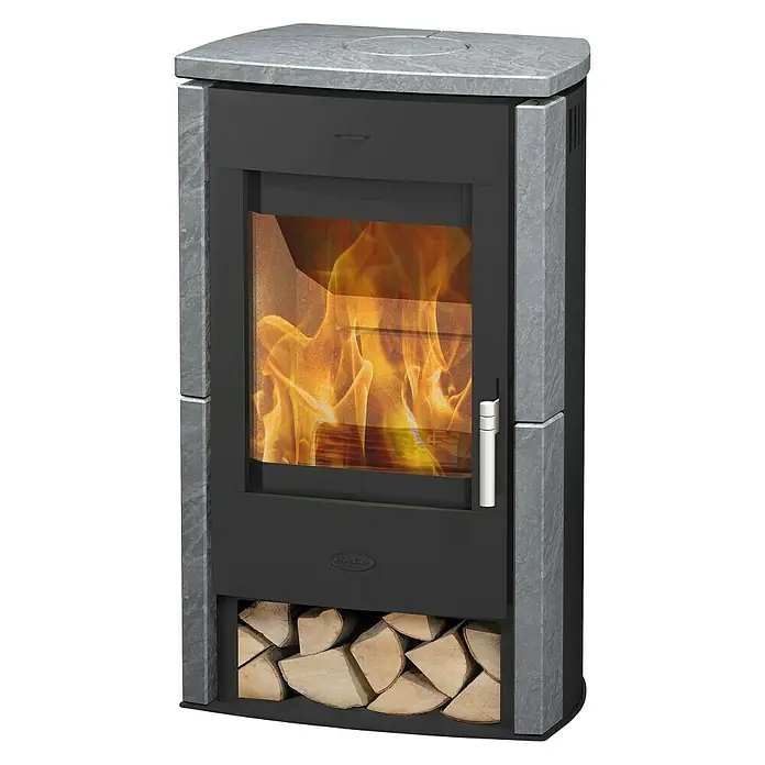 Fireplace Kaminofen Brasil - 6 kW, Raumheizvermögen: 108 m³, Verkleidung: Speckstein, Schwarz